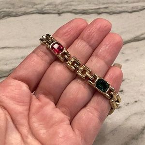 Multicolored gem and gold link bracelet